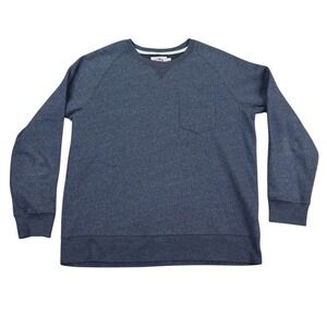 Grayers Athletics Mens XL Navy Blue Heathered Crew Neck Pocket Sweatshirt Raglan